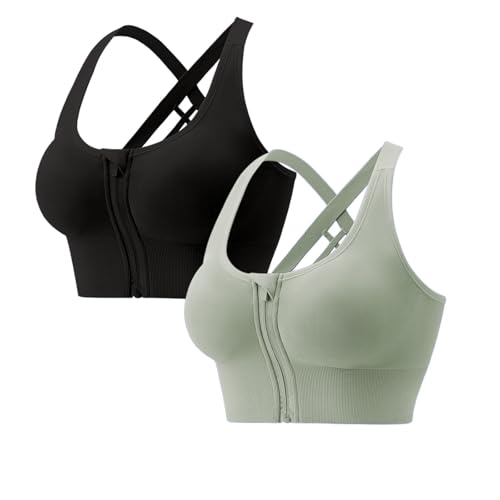 Soutien-gorge de sport dos nageur soulagement poitrine running zip avant respirant