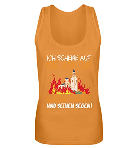 Débardeur femme avec message allemand orange M idéal pour les festivals d'été et sorties