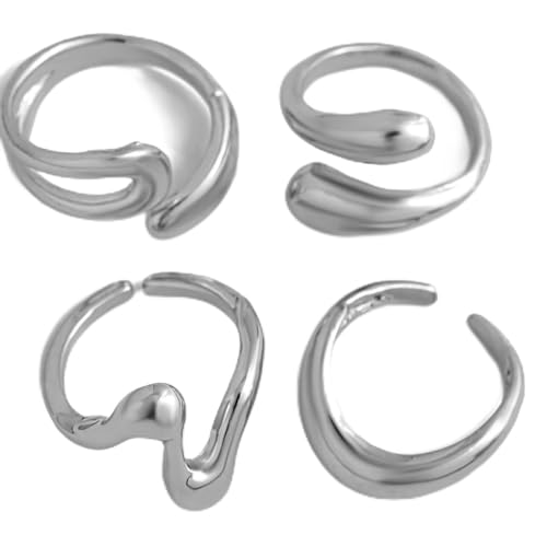Image of Shining Diva Fashion Stylish Trendy Finger Rings Set for Women & Girls | Chunky Minimal Statement Ring Combos Modern Elegant Jewellery Collection
