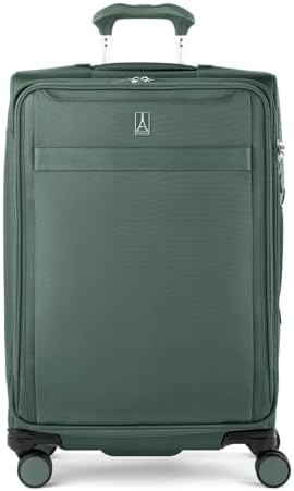 Travelpro VersaPack+ Lightweight Softside Expandable Checked Luggage, 8 Spinner Suitcase, TSA Lock, Men and Women, Checked Medium 25-Inch, Desert Sage Green