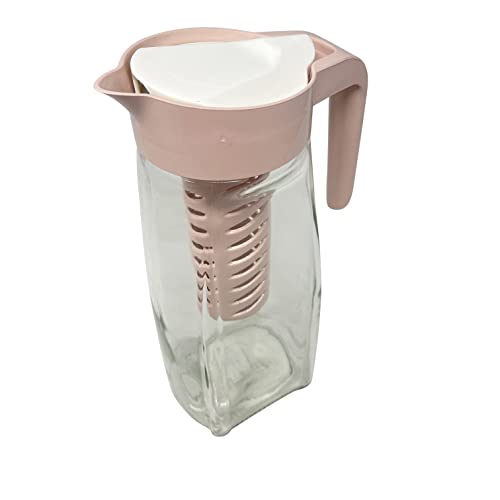 HTUK® Carafe à eau en verre avec infuseur d'eau 1,5 l avec couvercle et compartiments pour infuseur pour fruits et herbes Marron