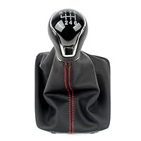 Versnellingspook knop Voor Seat Voor Leon III 3 MK3 2012 2013 2014 2015 2016 2017 5/6 Speed ​​Gear Stick Pookknop Niveau lederen Laars Auto pookknop (Size : 5s Gear Red Line