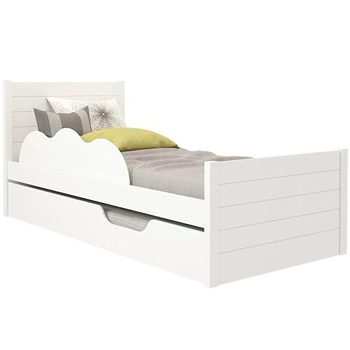 Bicama Infantil Solteiro 100% Mdf Bibox Cama Auxiliar Com Rodizio Uli Branco