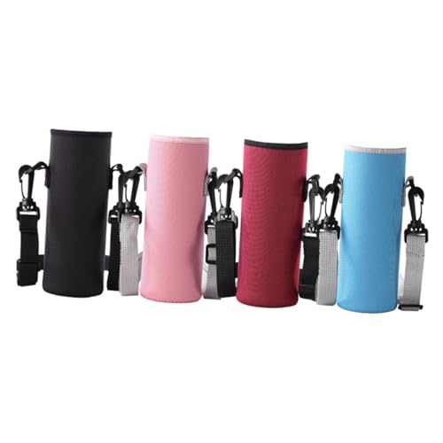 TOYANDONA 4 Stück Wasserflaschentaschen aus Elastischem Stoff Tragbare Flaschenhüllen für Thermobecher Flaschenträger mit Griff Passend für Edelstahl Glas und Plastikflaschen Leicht zu