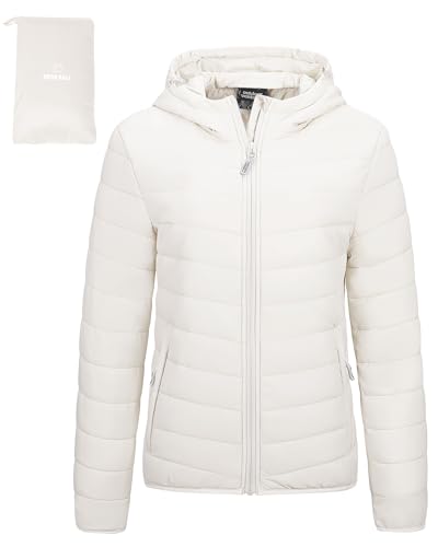 Outdoor Ventures Damen Steppjacke Leichte Packbare Übergangsjacke Warme Winterjacke mit Kapuze für Frauen Gefüttert Pufferjacke mit Taschen für Freizeit Wandern Reisen Creme Weiß M Outdoor Ventures Damen Steppjacke Leichte Packbare Übergangsjacke Warme Winterjacke mit Kapuze für Frauen Gefüttert Pufferjacke mit Taschen für Freizeit Wandern Reisen Creme Weiß M