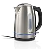 Hamilton Beach Electric Tea Kettle Water Boiler Heater 17 Liter Cordless Serving 1500 Watts for Fast Boiling Auto Shutoff and Boil Dry Protection Stainless Steel with LED Light Ring 41037