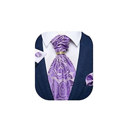 Image of DiBanGu Silk Woven Ascot Cravat with Pocket Square Set for Men