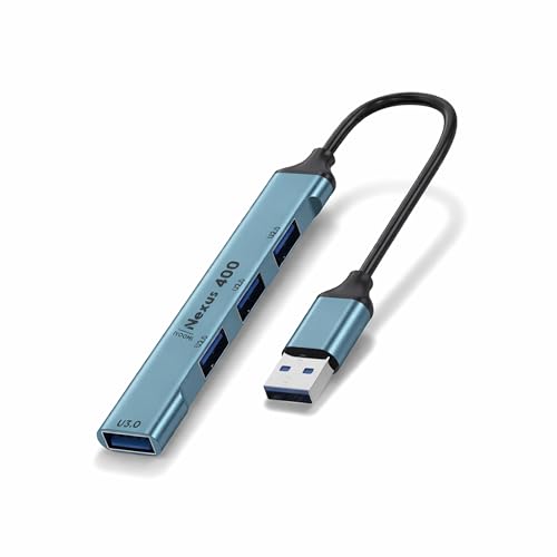 Image of iVOOMi Nexus 400 USB Hub, 4-Port USB 3.0 Hub, Aluminium USB Splitter for Laptop, PC, Desktop, MacBook & Gaming Console, Plug & Play