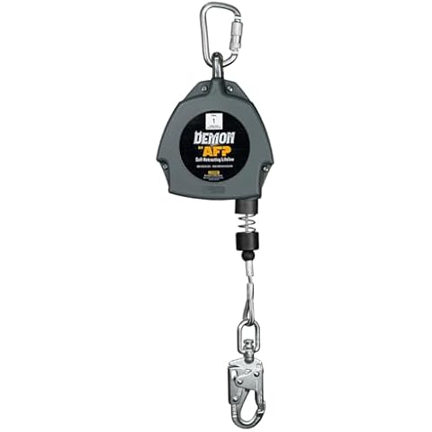 AFP Demon 20 FT Single Leg Self-Retracting Lifeline Cable Retractable | Steel Locking Snap Hook | Safety Yoyo | Fall Protection Arrest Limiter | Construction Industrial | OSHA & ANSI Rated SRL Cover