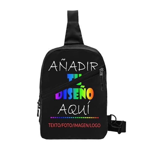 Xenorith Bolso Bandolera Hombre Personalizada Agrega tu con foto/texto mochila pequeña personalizado bolso pecho para correr viajar shoulder bag senderismo mochila cruzada plegable