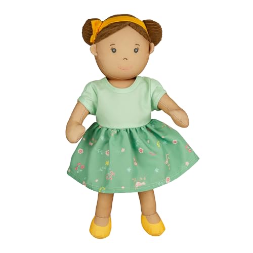 Heless 57 - Poupée en Tissu Fille Livi avec Robe Verte à Habiller et à déshabiller, poupée Molle d'env. 32 cm à câliner, à Jouer et à Aimer