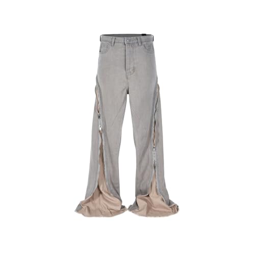 Long Pants for Men and Women with Spiral Track and Large Zipper Jeans