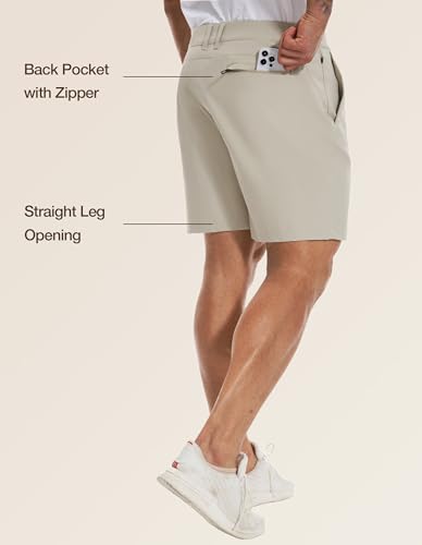 PULI Men's Big & Tall Golf Shorts Stretch 10 Inch Inseam Waterproof Lightweight Qiuck Dry Hiking Shorts4