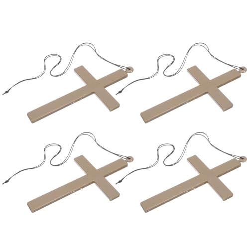 Hohopeti 4 peças pendentes de cruz de plástico para disfarce de freira e padre Halloween acessórios leves e duradouros para festa de terror e carnaval pack
