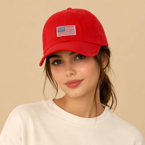 Image of USA Flag & Embroidery Premium 100% Cotton Low Profile Adjustable Baseball Dad Cap