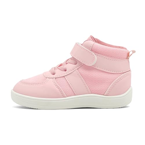 prechentty Kids High Top Barefoot Shoes for Boys & Girls - Natural Movement, Anti-Skid, and Durable Size Little Kid 11.5 Pink