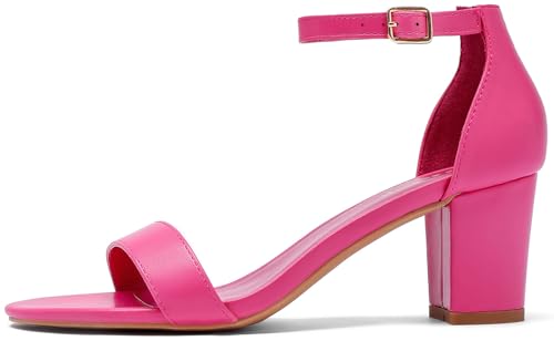 Image of Women's Heeled Sandals Open Toe Ankle Strap 2.5-Inch Chunky Heels Dress Shoes Wide Feet Friendly