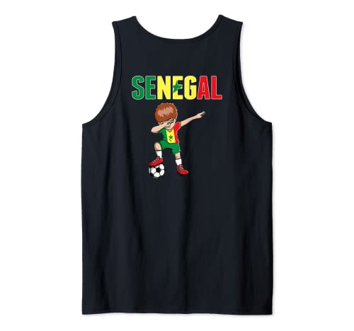 Dabbing Soccer Boy Senegal Soccer Fan Jersey Senegal Bandera senegalesa Camiseta sin Mangas