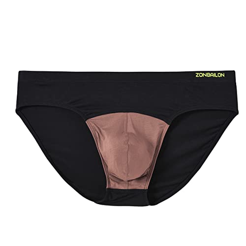 ZUOLAIYIN Slips en bambou pour homme avec poche renflement Sous-vêtements sexy pour homme Slip pour homme Spandex élasthanne noir, (8278) Noir latte, 3XL