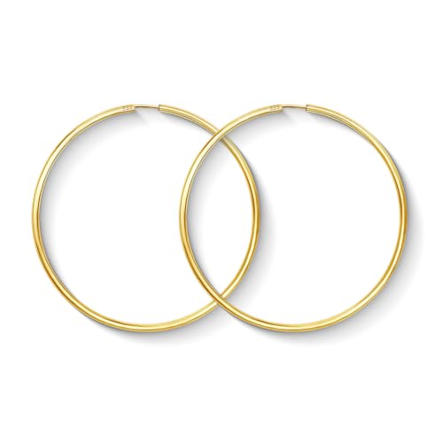 EDELIND Creolen Gold 333 Echtgold 60 mm - Groß Ohrringe 2 mm breit...