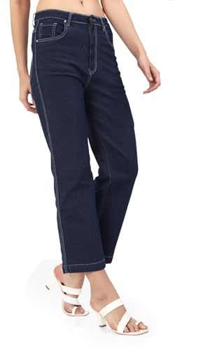 Image of TWGE - Women's Mid Rise Bootcut Jeans - Single Button, Stretchable Denim Pants - Ankle Length - Stylish Casual Wear