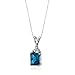 PEORA London Blue Topaz Empress Solitaire Pendant Necklace for Women 925 Sterling Silver, Natural Gemstone, 2.50 Carats Radiant Cut 9x7mm, with 18 inch Chain