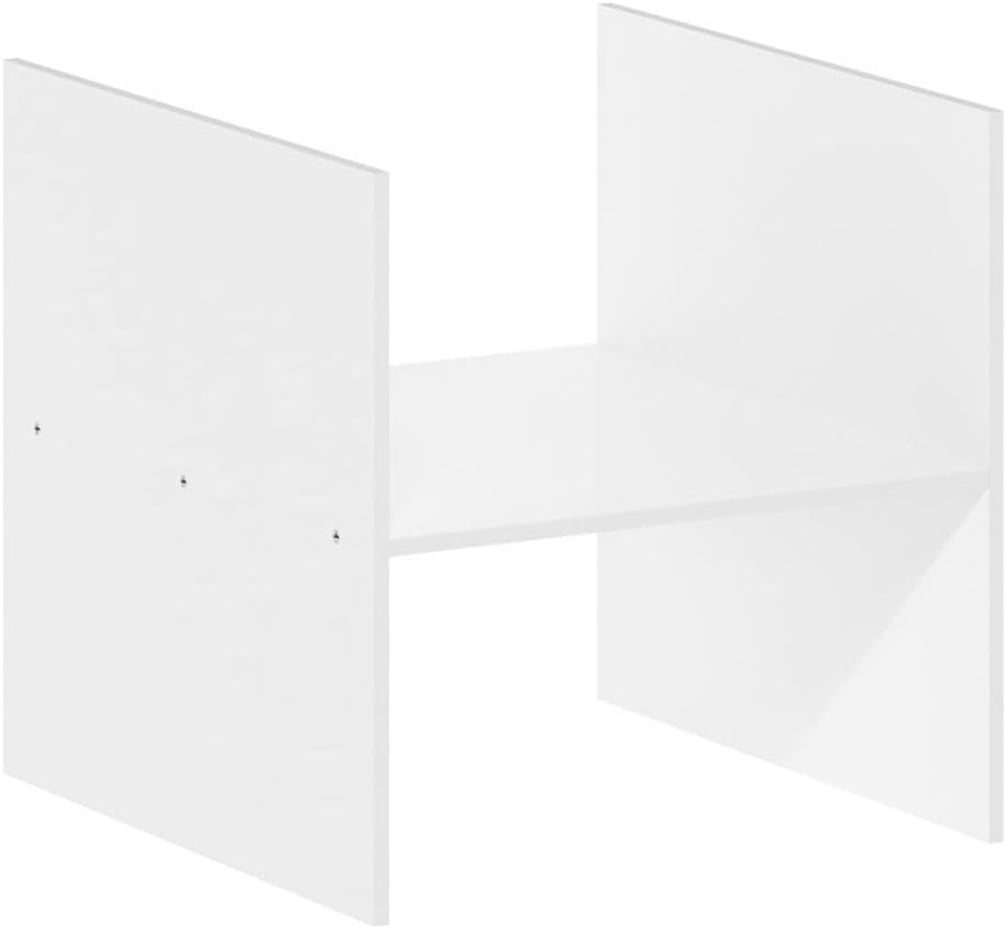 Pemberly Row Contemporary H-Shelf Cube Organizer Insert, 14.17 x 13.35 x 13.35 in, White Finish, Durable CARB-Grade Composite Wood, Compact Design for Books, Toys, Home Storage