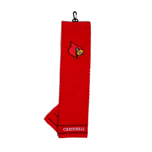 Image of Team Golf NCAA Louisville Cardinals Embroidered Golf Towel Embroidered Golf Towel, Checkered Scrubber Design, Embroidered Logo
