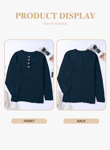 Eytino Womens Plus Size Sweaters Casual Long Sleeve Loose V Neck Button Henley Tops Pullover Knit Jumpers,(1X-5X)4