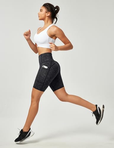 Ewedoos Biker Shorts Women Tummy Control Workout Shorts with 3 Pockets High Waisted Compression Gym Running Yoga Shorts Women