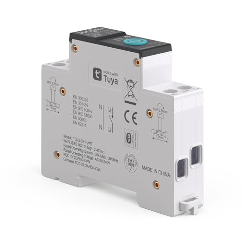 Image of TONGOU DIY 1P+N Smart Wi-Fi Switch, Work with Alexa and Google Assistant for Voice Control, 50A with Energy Monitor, Smart Life /Tuya APP Remote Control, Timer Functions, DIN Rail Mounted- HIVAGI