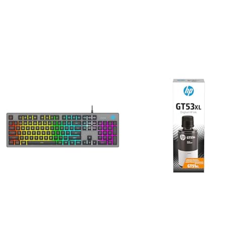 Image of HP K500F Backlit Membrane Wired Gaming Keyboard with Mixed Color Lighting, Metal Panel with Logo Lig