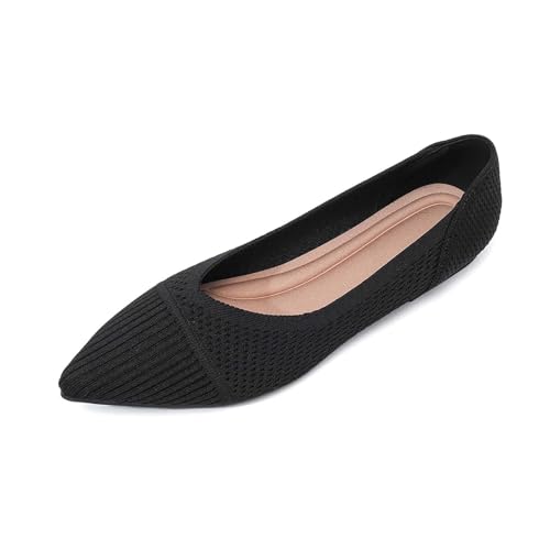 Ballerines femme tricotée bout pointu sandales été léger respirant couleur unie