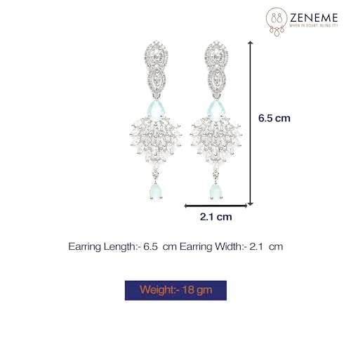 Rhodium-Plated Diamond Studded Spiked Drop Earrings