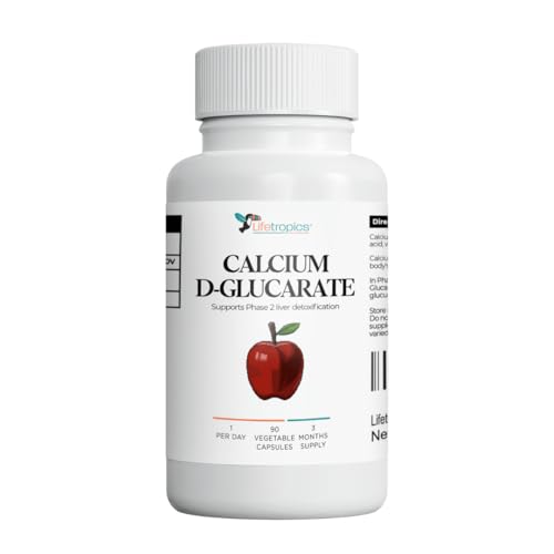 Lifetropics Calcium D-Glucarate - 500mg Calcium D-Glucarate - Lab Tested - Liver Detox Supplement - 90 Vegetable Capsules