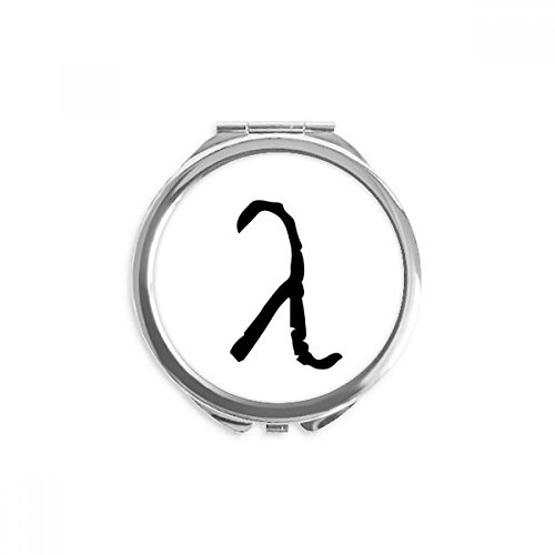 Miroir de poche alphabet grec lambda au design silhouette noire élégant