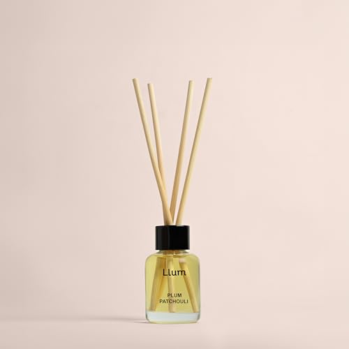 Image of Llum Plum Patchouli 30ml Reed Diffuser Set | Premium Room Freshener for Small Spaces, Washrooms, Desk Accessory | Organic, Toxin Free Home Fragrance, Aromatherapy | Luxurious Scents | Elegant Gift