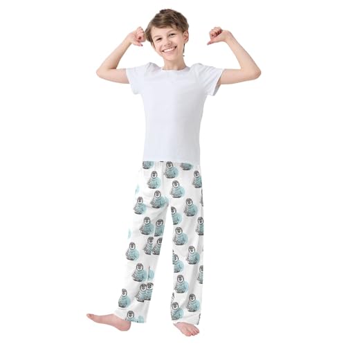 ZZXXB Penguins Boys Long Pants Soft Trousers Elastic Waist Kids Lounge Bottoms with Pockets S-XL2