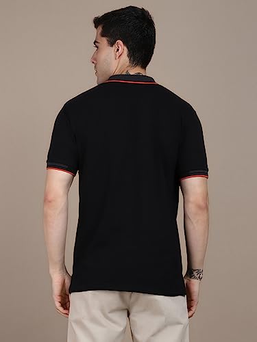 Image of Dennis Lingo Men's Regular Fit Cotton Polo Neck Solid T-Shirt