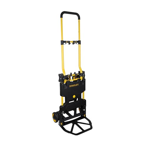 Stanley SXWTD-FT585 2-in-1 Sack Truck and Folding Trolley - Hand Truck max. 70KG - Pull Along Trolley max. 137KG - Foldable Sack Barrow - Trolley on Wheels - Plastic/Steel