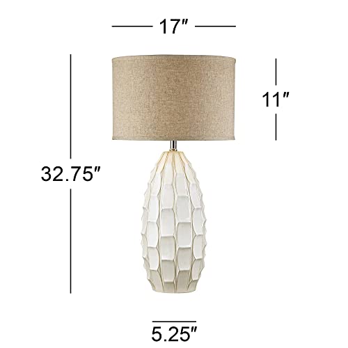 Set de 2 lámparas de mesa blancas de cerámica 32.75" alt miniatura 4