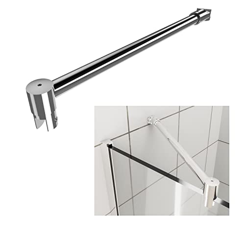 Shower Door Glass Support Bar,180 Degrees Wall-To-Glass Support Arm For 5/16" To 1/2" Thick Glass,14.2'' Shower Screen Support Telescopic Bar,For Fixed Frameless Shower Glass Panel,Polished Silver #TOP2