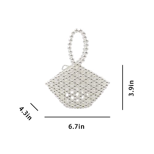 Image of Girls White Beaded Pearl Handbag Purse Vintage Pearl Clutch Pearl Bag Pearl Wrislet Mini Evening Bag for Party Wedding