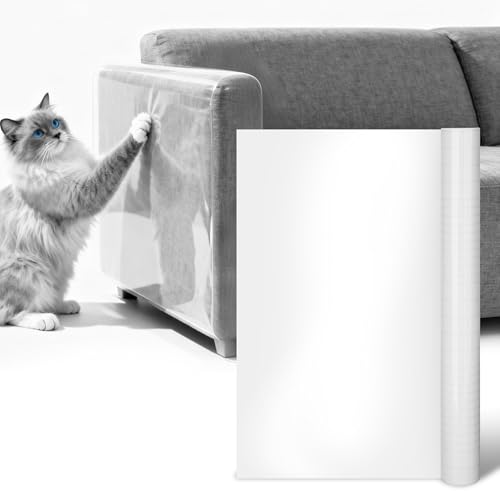 Kratzfolie Katzen Selbstklebend 4.1m x 42cm, Kratzschutz Wand, Kratzschutzfolie, Couch Kratzschutz Katze, Anti Kratz Folie für Katzen Flexibler...