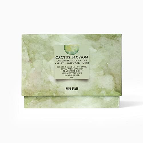 Meleah Cactus Blossom Scented Candle For Home And Spa, Natural Soy Wax Candles Scented With Cucumber And Woody Musk In Decorative Glass Jars, Refreshing, Uplifting Scent (138X138X167Mm) #TOP2