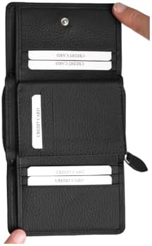 Hakiki Deri Cüzdan Siyah Kart Bölmeli Fermuarlı Çift Para Bölmeli Cüzdan Negro - Görsel 6