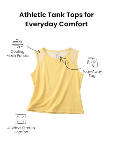 Image of WELAKEN Girls' Athletic Tank Top - Mesh Open Back Sleeveless Sports Shirt for Active Kids,Black,4T