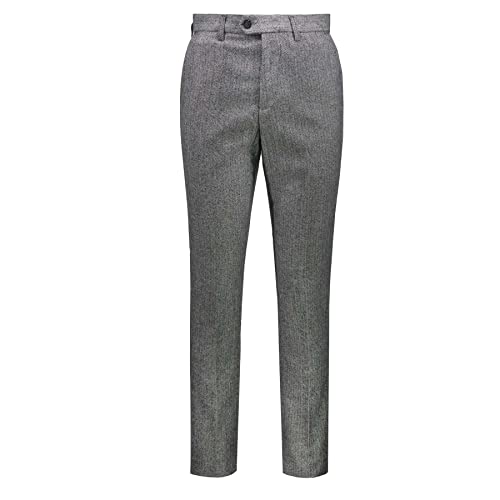 Image of Xposed Men’s Grey Tweed Trousers Classic Textured Herringbone 1920s Tailored Fit Suit Pants[TRS-SUIT-GREY-32]