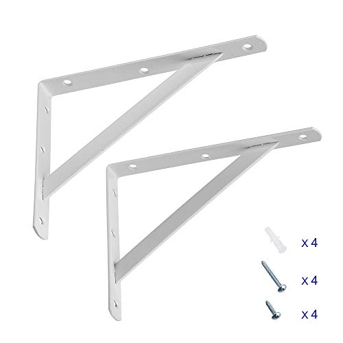 Dewell 2 Pcs 10Inch Tripod Triangle Shelf Brackets, Wall Mounted Shelf Supports White,Wt250 #TOP3