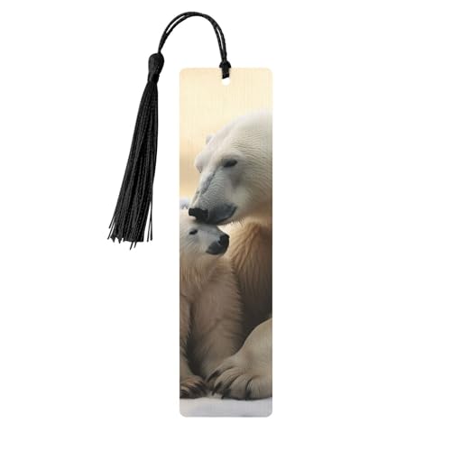 シロクマ ラブウッド しおり メンズ レディース 読書用 木製しおり ユニークなハンドメイド ブックマーク タッセルペンダント付き クラフトブックマーク ブック愛好家 誕生日 先生へのギフトに